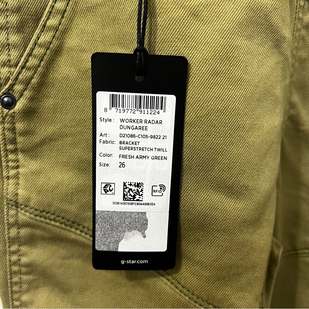 G-Star Raw Worker Dungaree Stretch Skinny Overalls 26 Green Streetwear Gorpcore - Picture 6 of 14